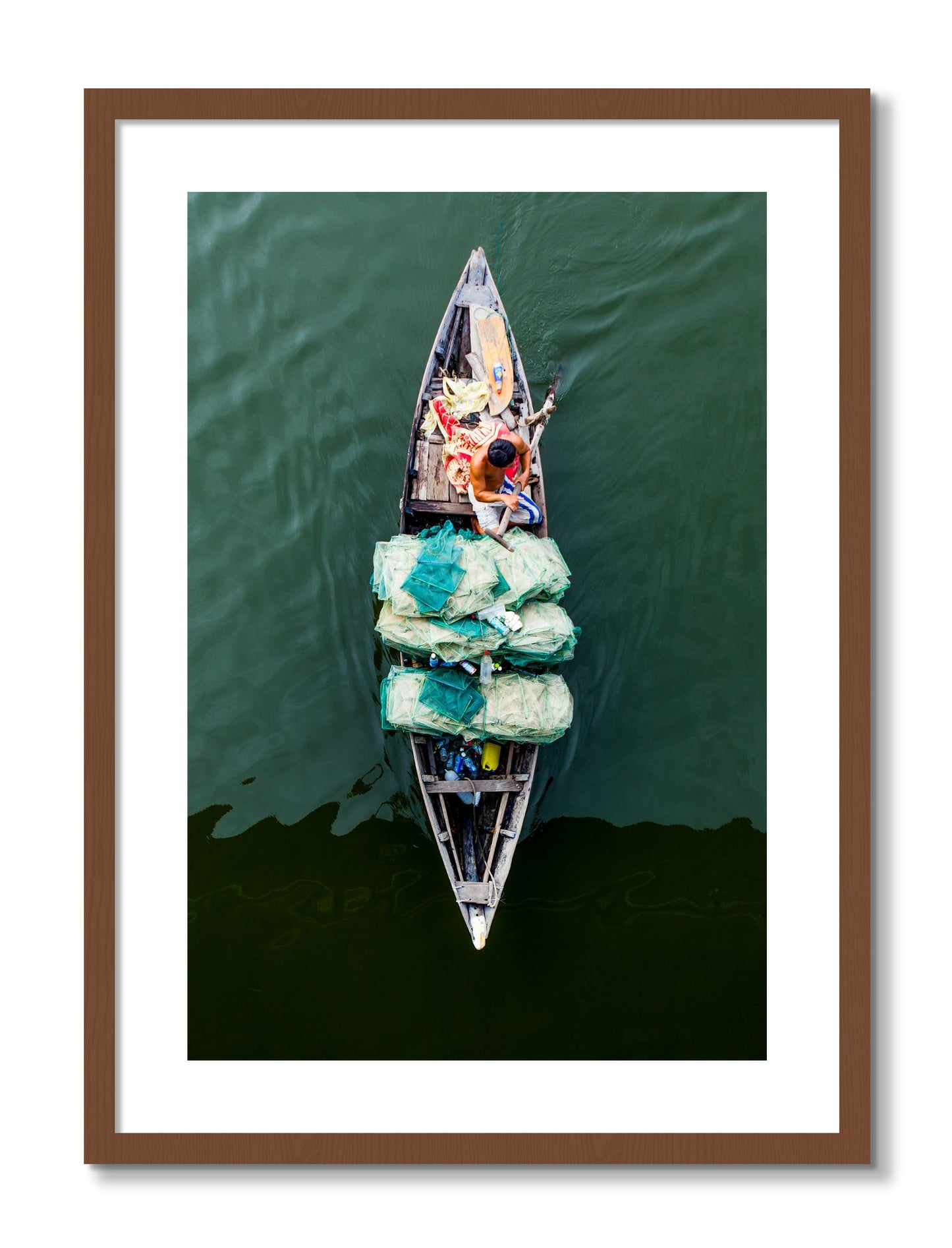 Framed photograph of Hanoi Vietnam by Dylan Ozanich, Walnut frame, Borders