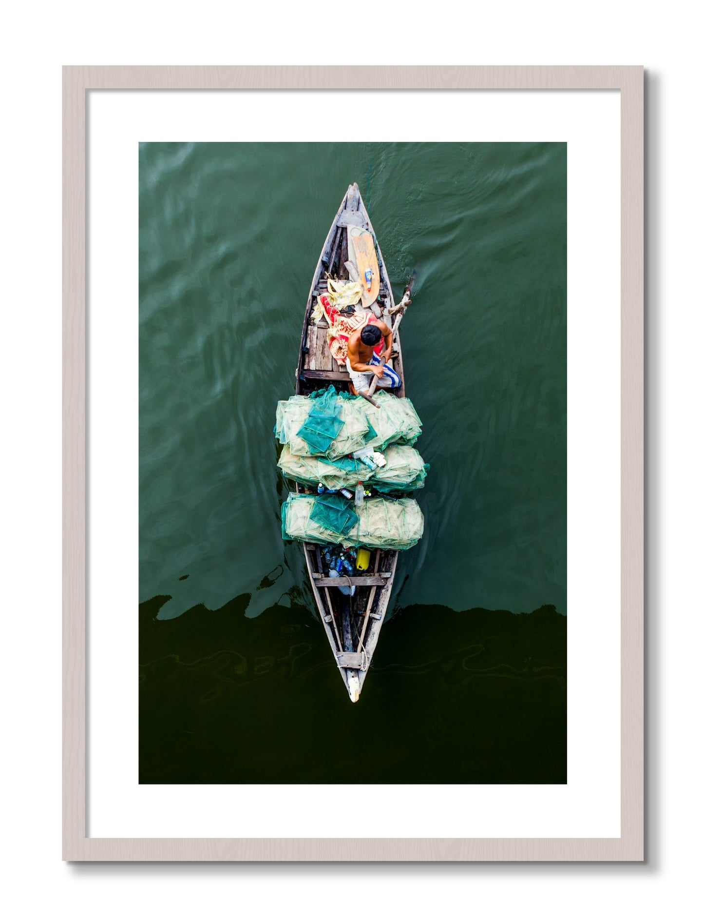 Framed photograph of Hanoi Vietnam by Dylan Ozanich, White Maple frame, Borders