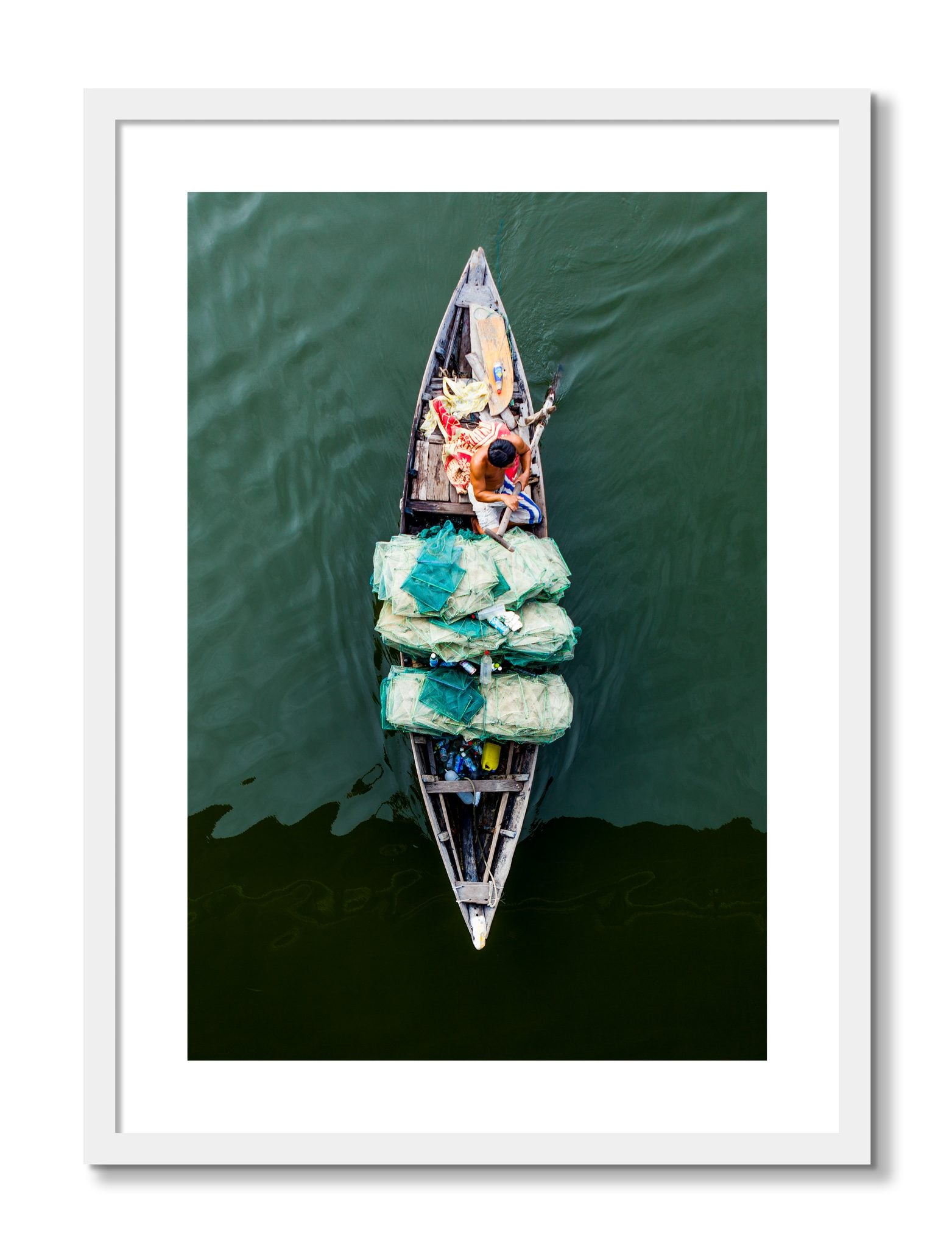 Framed photograph of Hanoi Vietnam by Dylan Ozanich, White frame, Borders