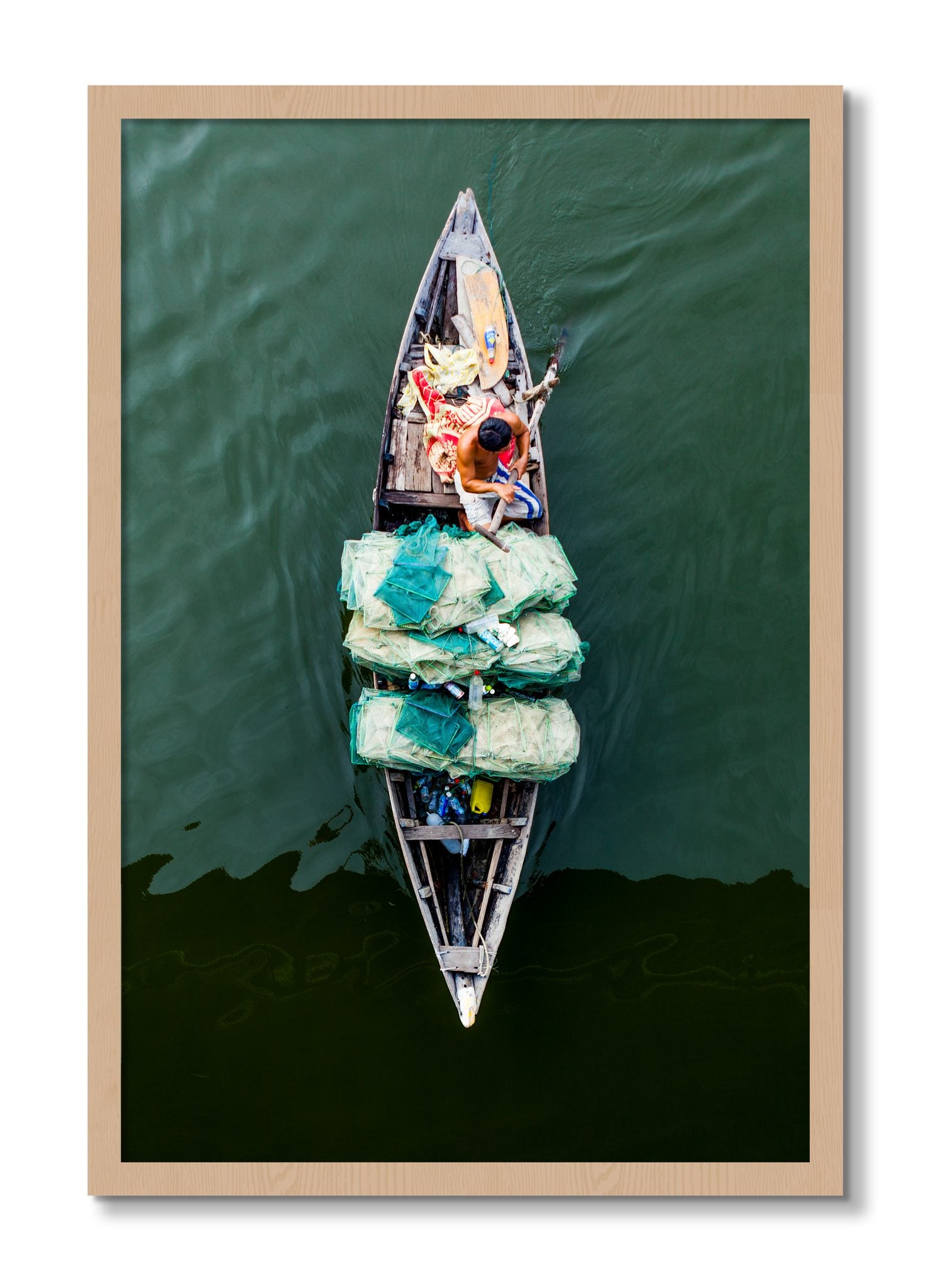 Framed photograph of Hanoi Vietnam by Dylan Ozanich, Oak frame, Full Bleed