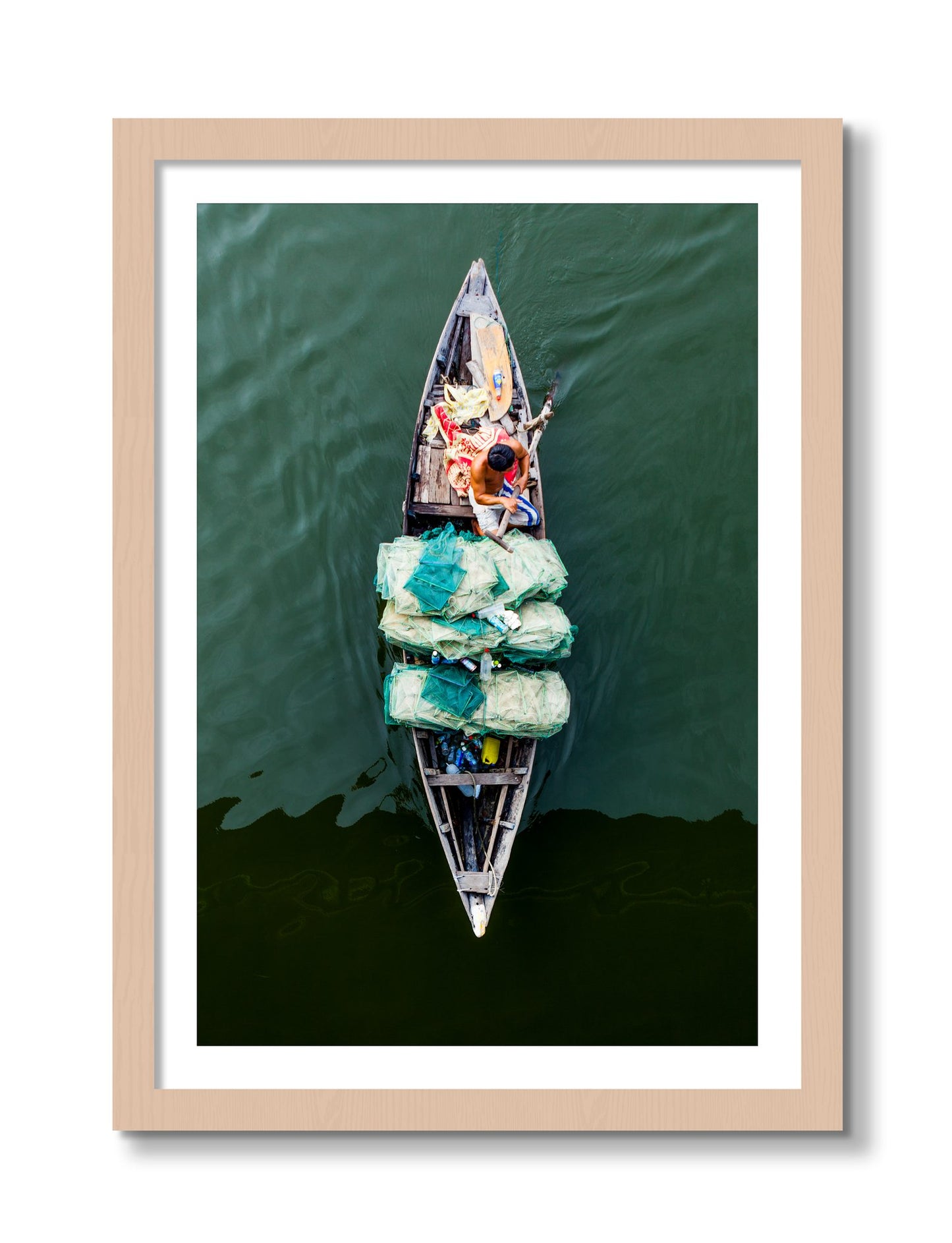Framed photograph of Hanoi Vietnam by Dylan Ozanich, Maple frame, Borders