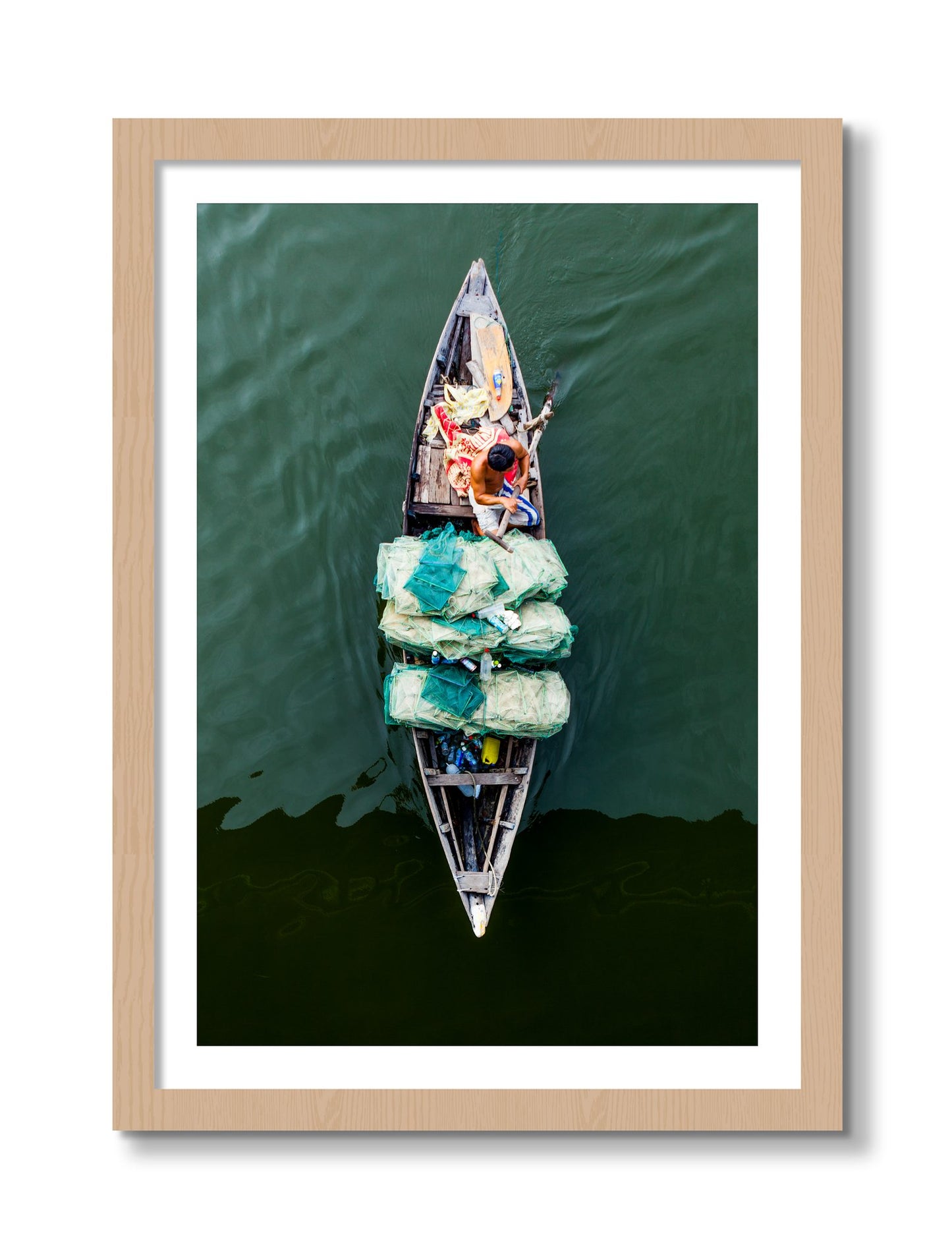 Framed photograph of Hanoi Vietnam by Dylan Ozanich, Oak frame, Borders
