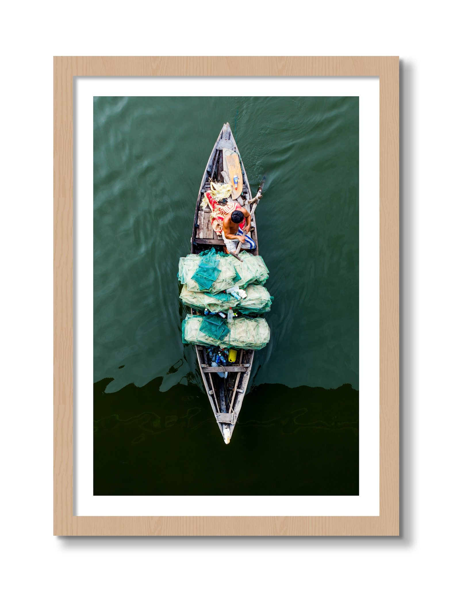 Framed photograph of Hanoi Vietnam by Dylan Ozanich, Oak frame, Borders