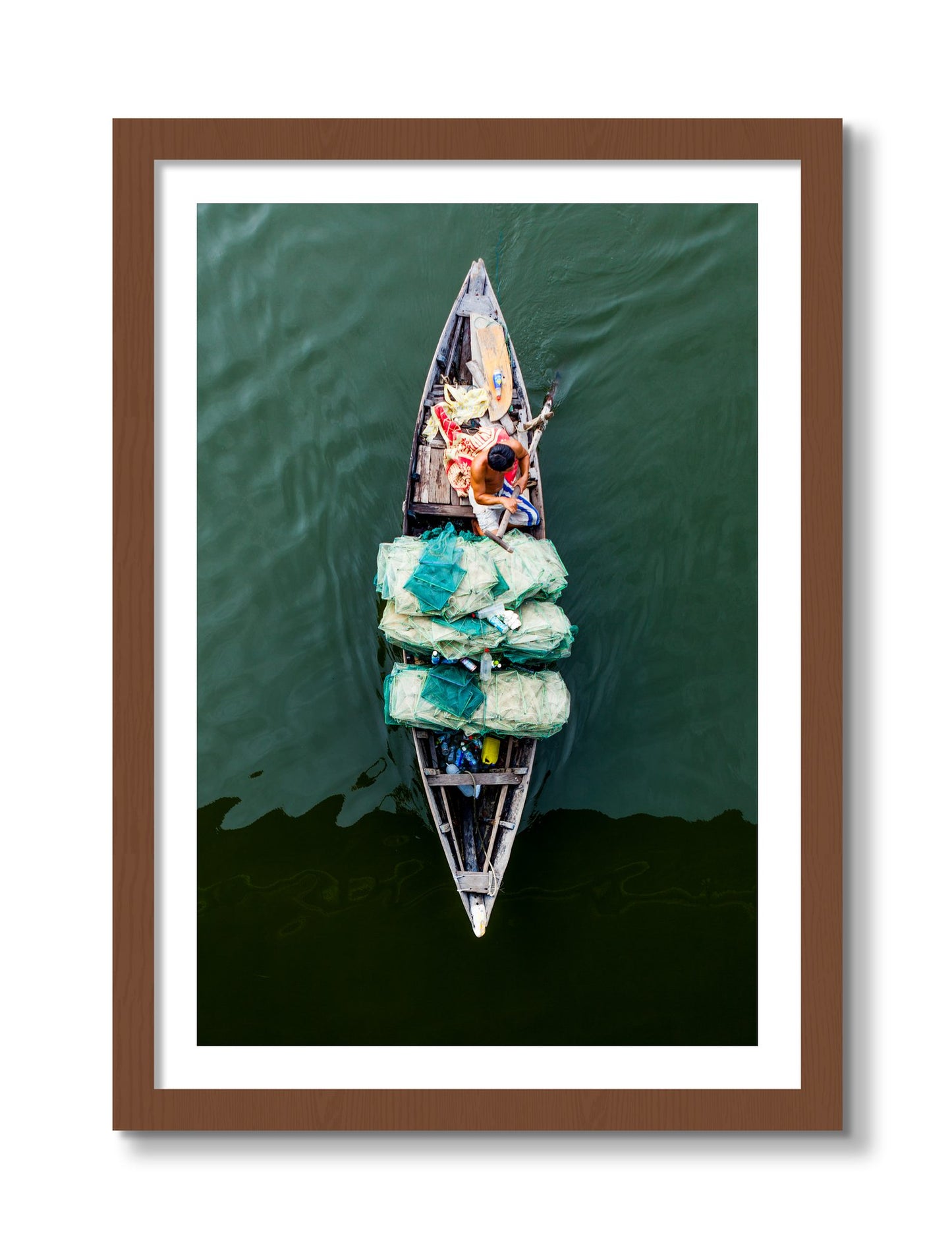 Framed photograph of Hanoi Vietnam by Dylan Ozanich, Walnut frame, Borders