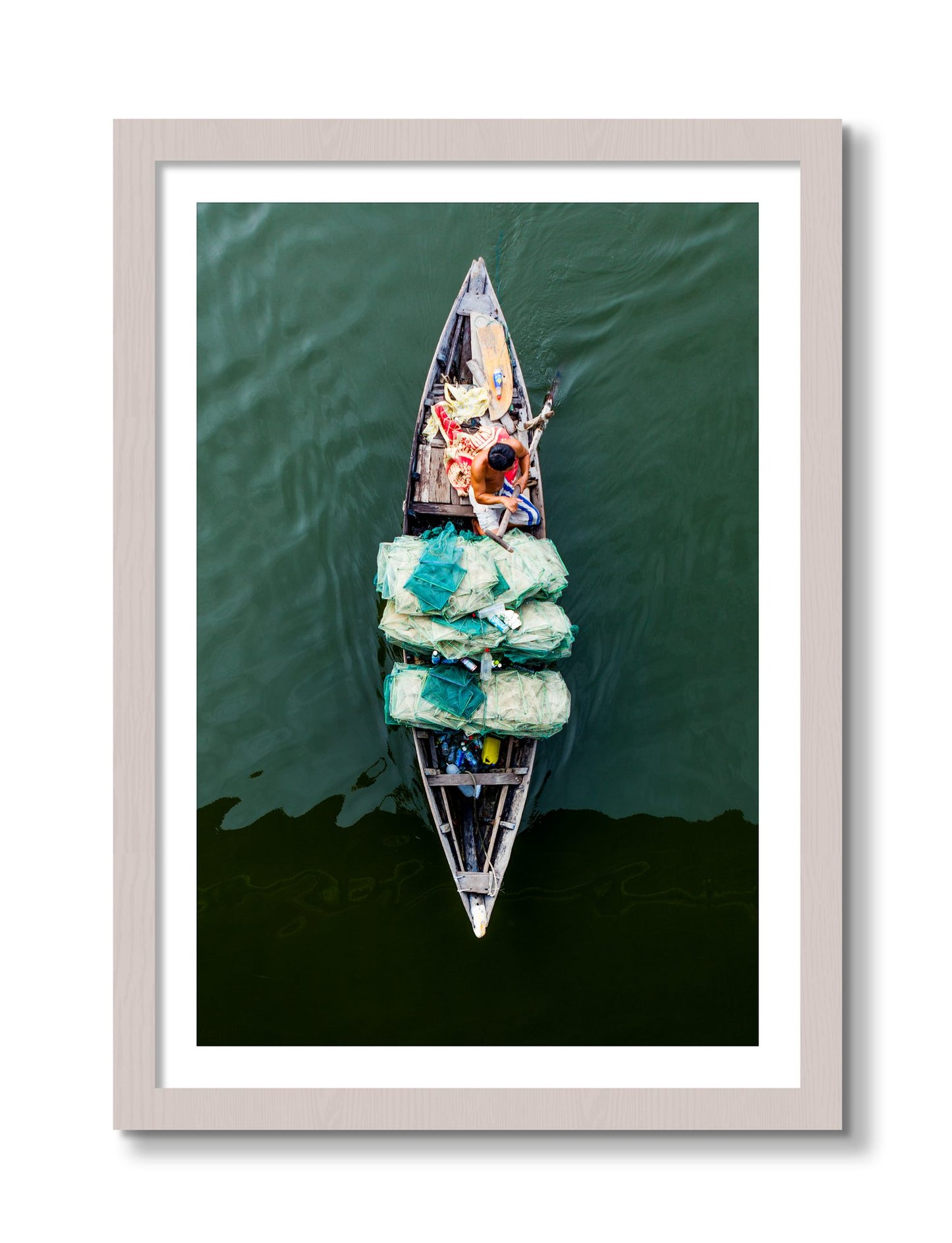 Framed photograph of Hanoi Vietnam by Dylan Ozanich, White Maple frame, Borders