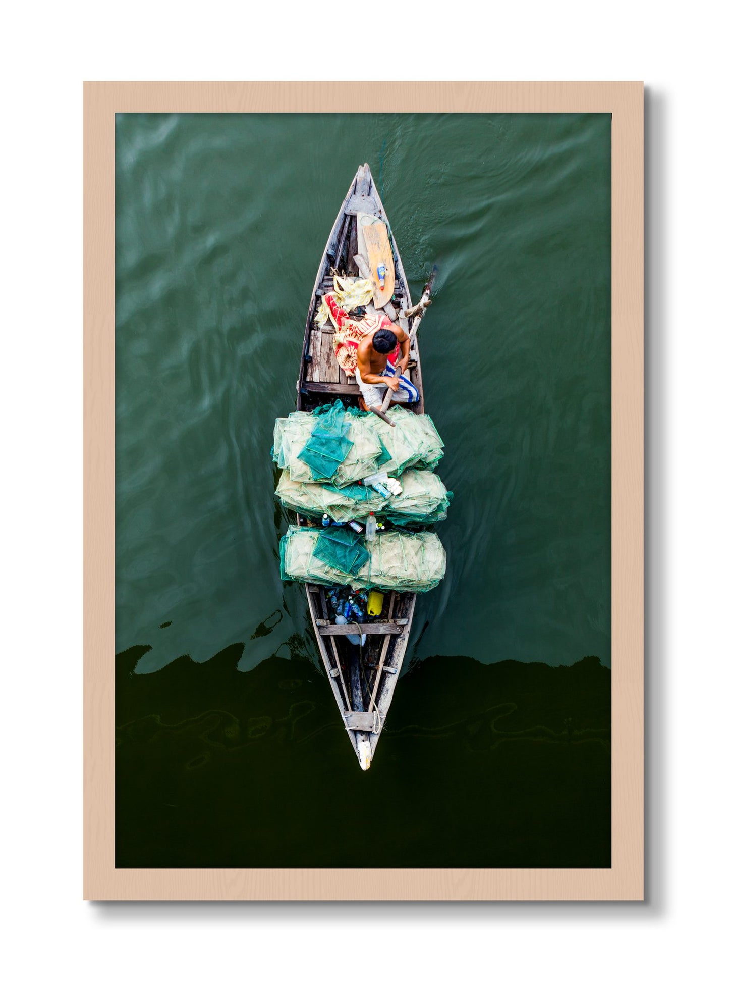 Framed photograph of Hanoi Vietnam by Dylan Ozanich, Maple frame, Full Bleed