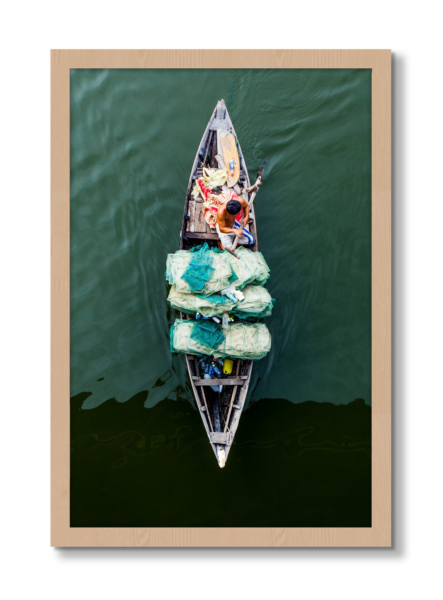 Framed photograph of Hanoi Vietnam by Dylan Ozanich, Oak frame, Full Bleed