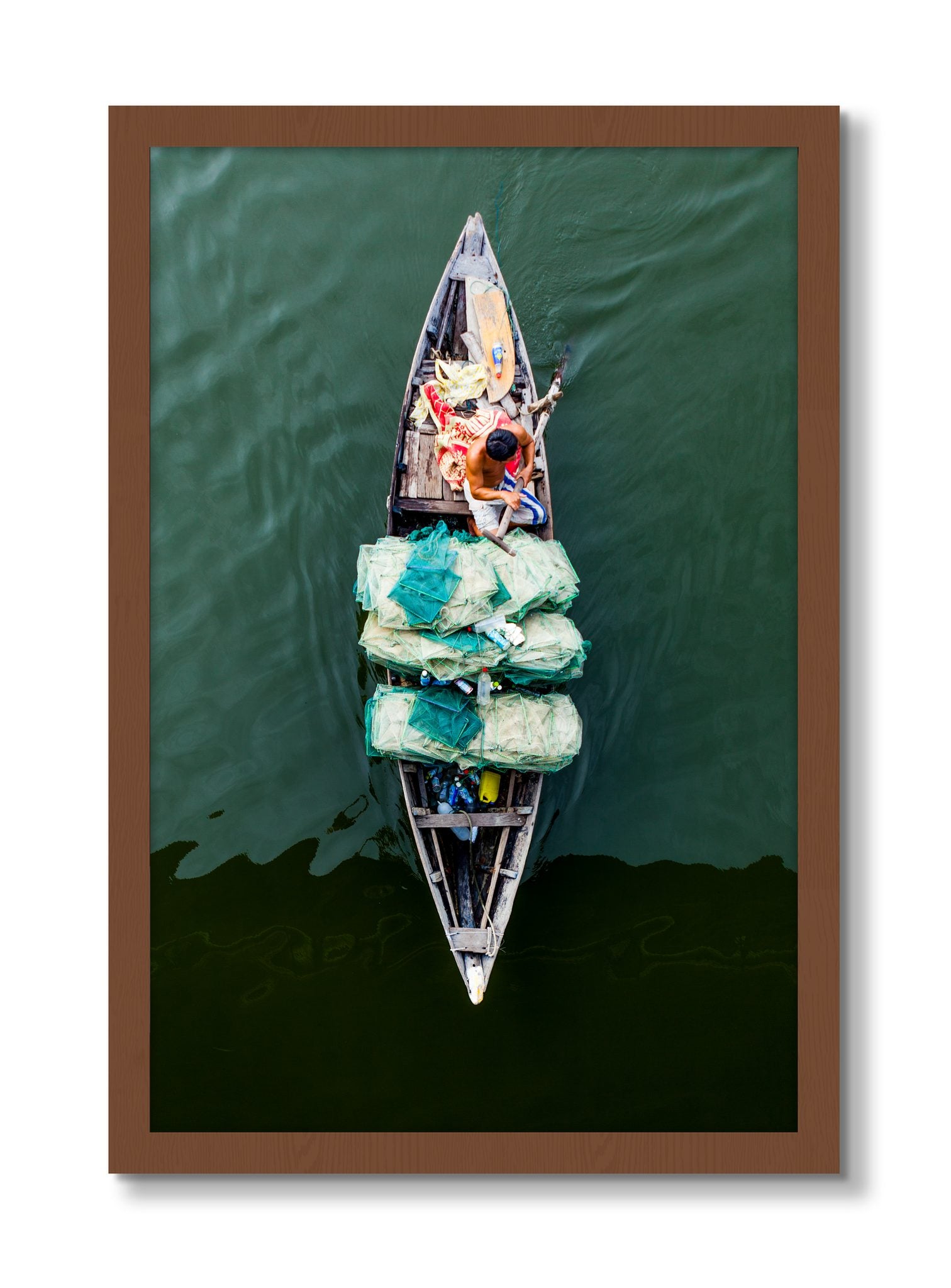 Framed photograph of Hanoi Vietnam by Dylan Ozanich, Walnut frame, Full Bleed
