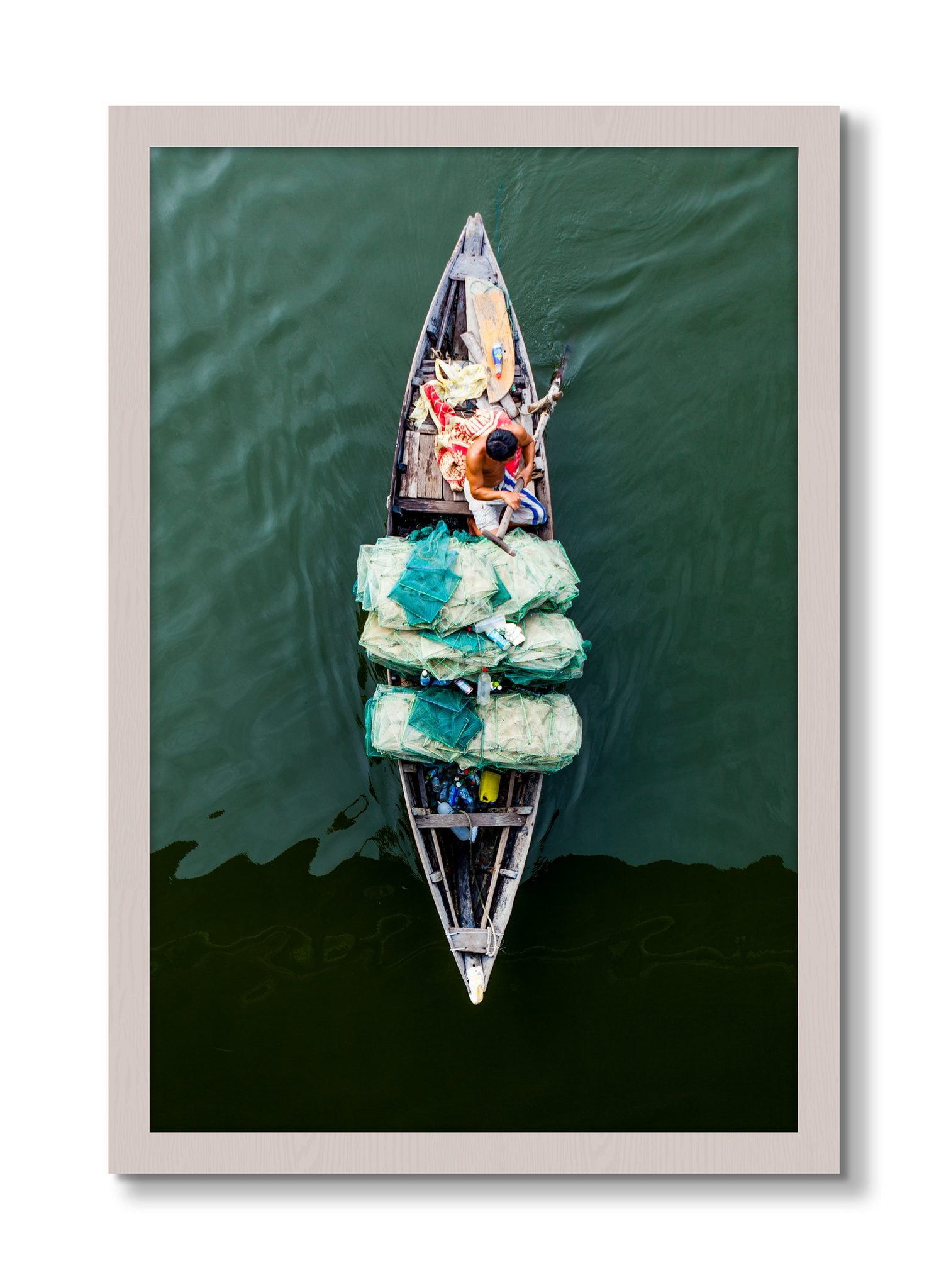 Framed photograph of Hanoi Vietnam by Dylan Ozanich, White Maple frame, Full Bleed