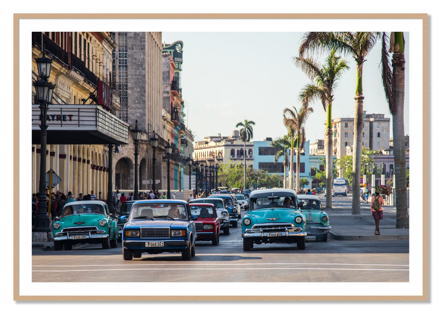 Framed photograph of Havana by Dylan Ozanich, Oak frame, Borders