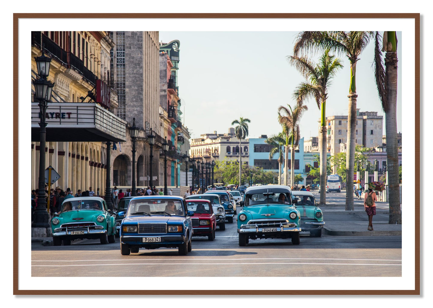 Framed photograph of Havana by Dylan Ozanich, Walnut frame, Borders