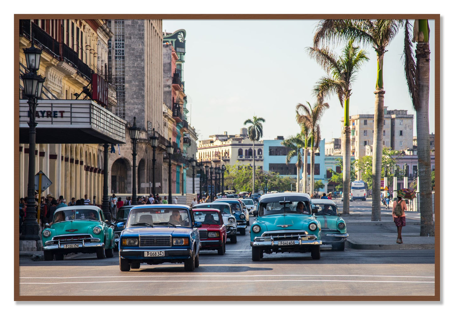 Framed photograph of Havana by Dylan Ozanich, Walnut frame, Full Bleed