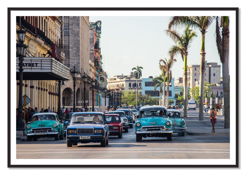Framed photograph of Havana by Dylan Ozanich, Black Walnut frame, Borders