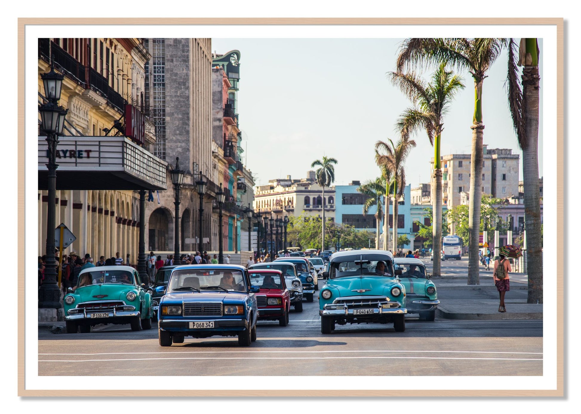 Framed photograph of Havana by Dylan Ozanich, Maple frame, Borders