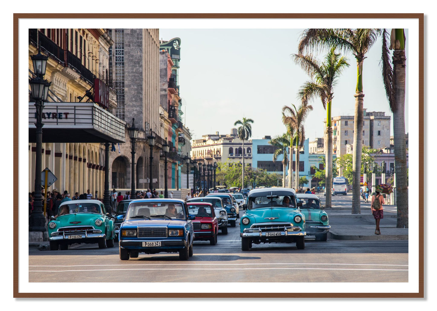 Framed photograph of Havana by Dylan Ozanich, Walnut frame, Borders