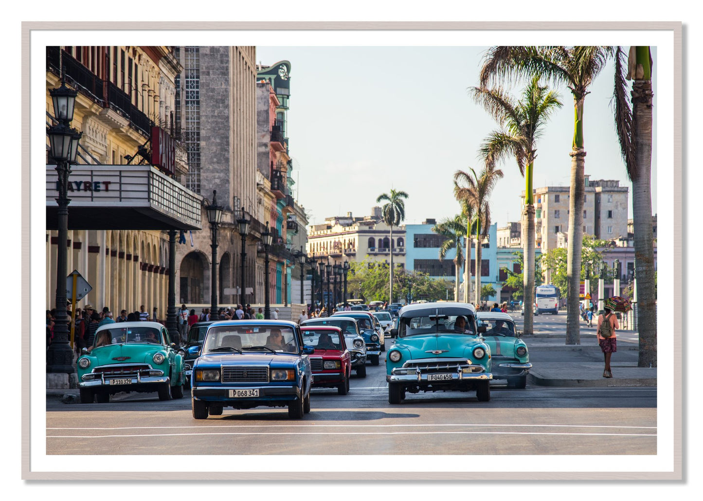 Framed photograph of Havana by Dylan Ozanich, White Maple frame, Borders