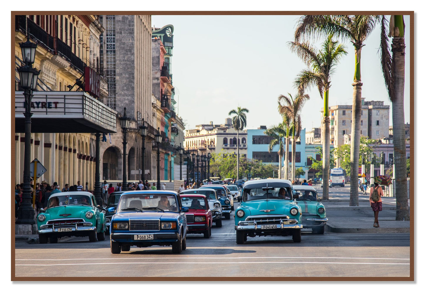 Framed photograph of Havana by Dylan Ozanich, Walnut frame, Full Bleed