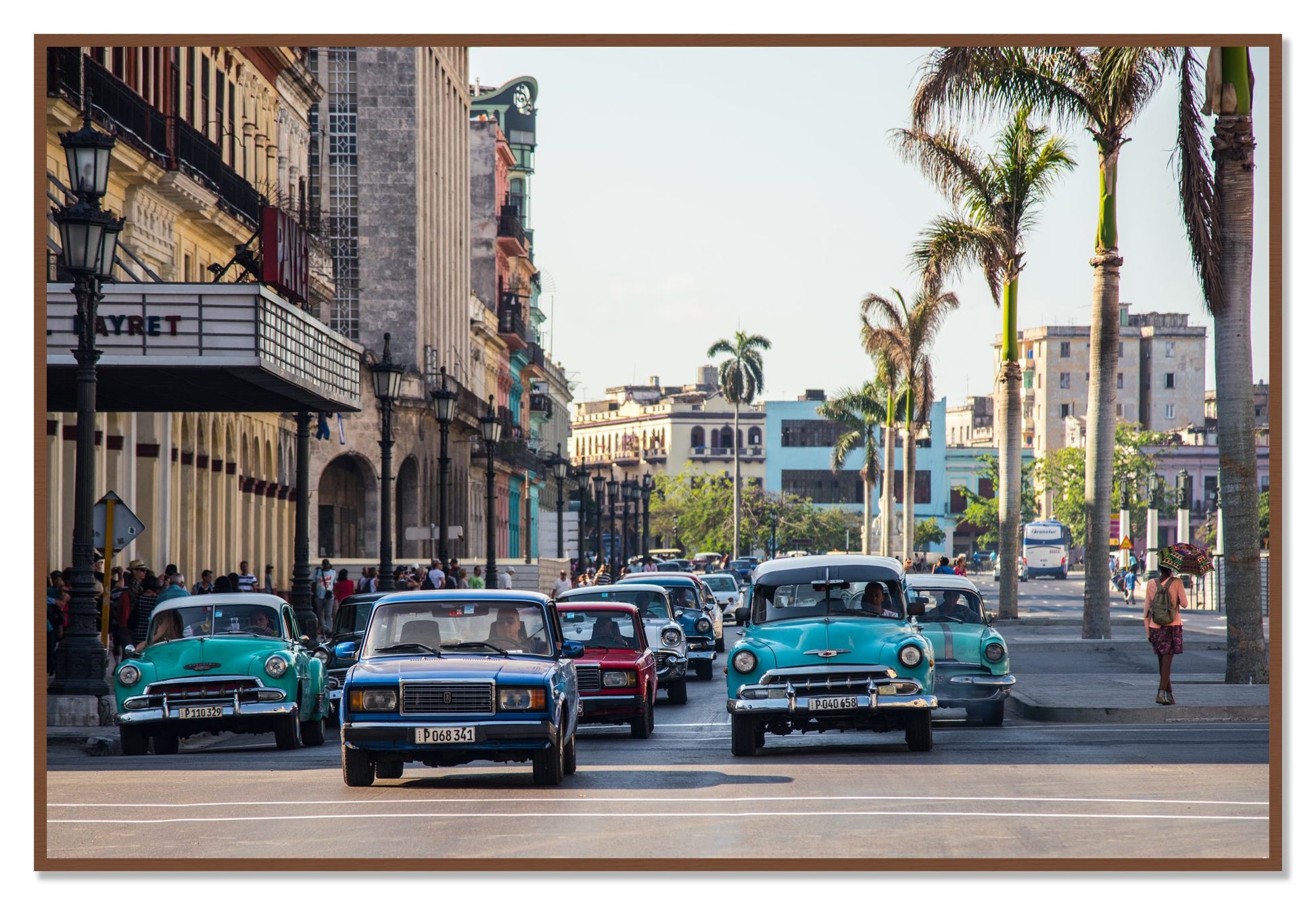 Framed photograph of Havana by Dylan Ozanich, Walnut frame, Full Bleed