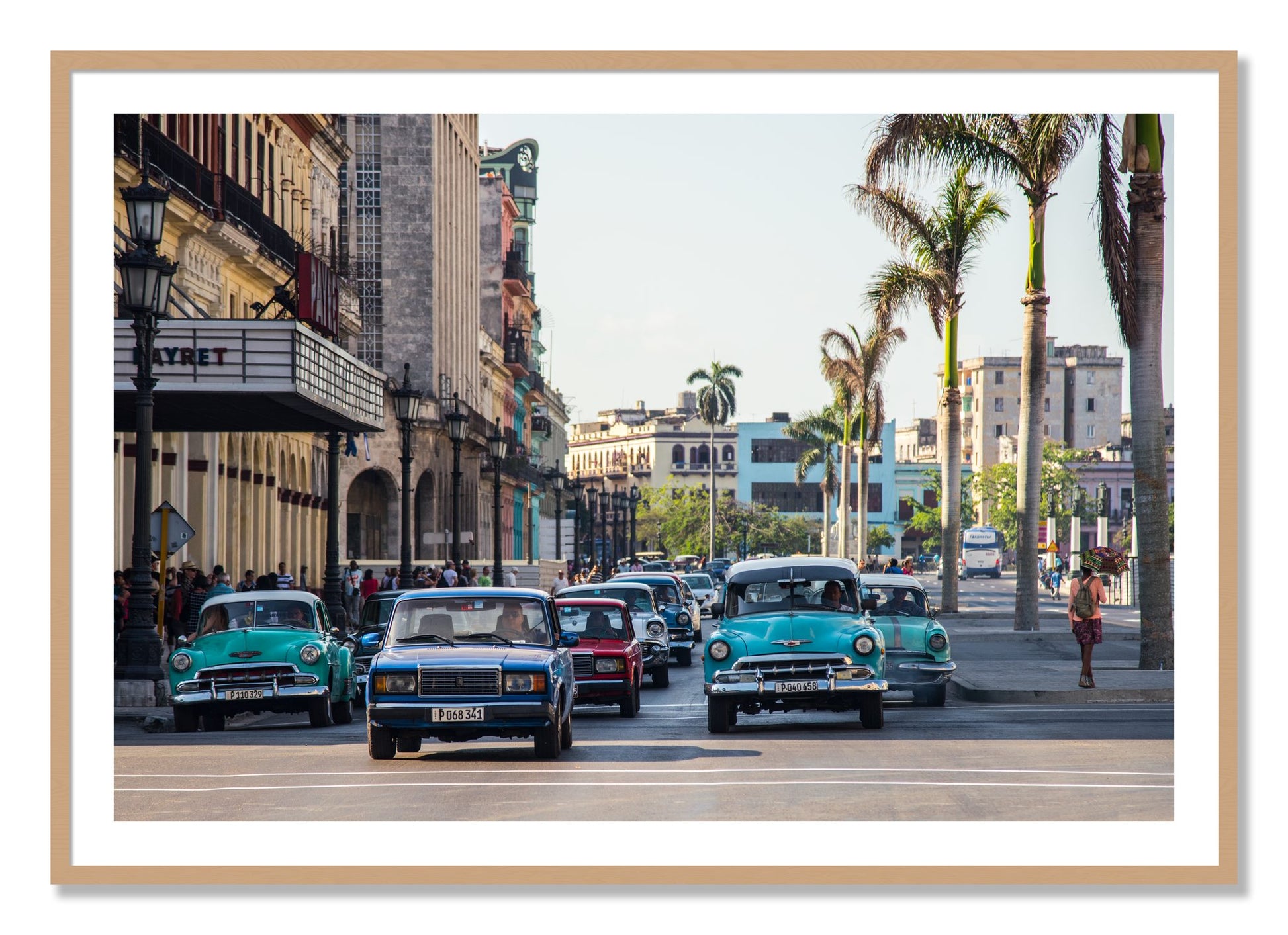 Framed photograph of Havana by Dylan Ozanich, Oak frame, Borders