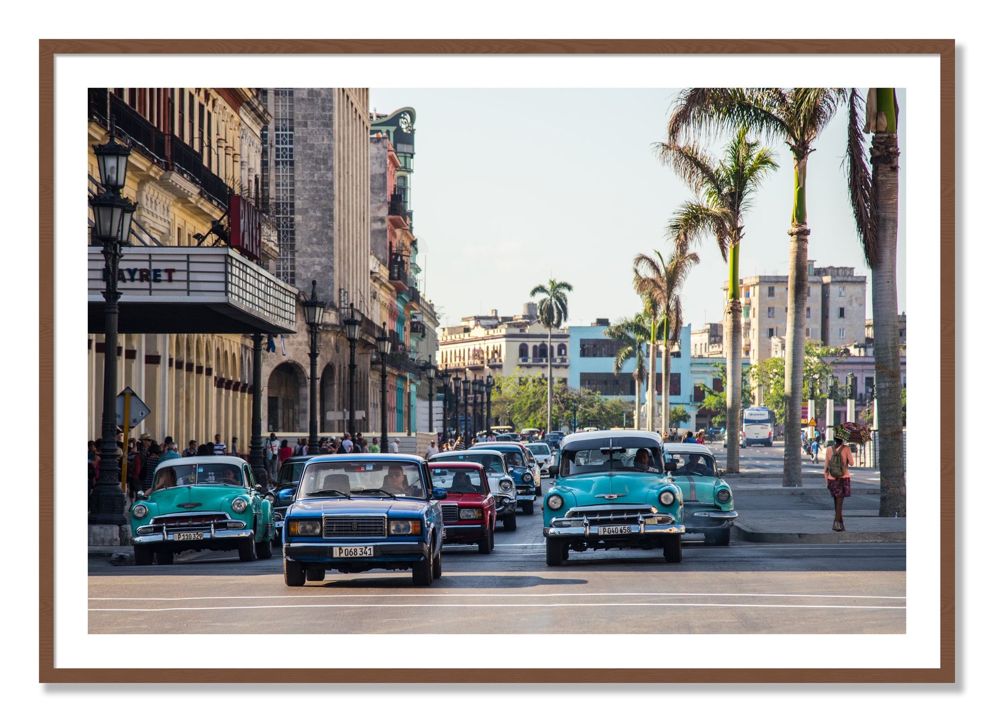 Framed photograph of Havana by Dylan Ozanich, Walnut frame, Borders