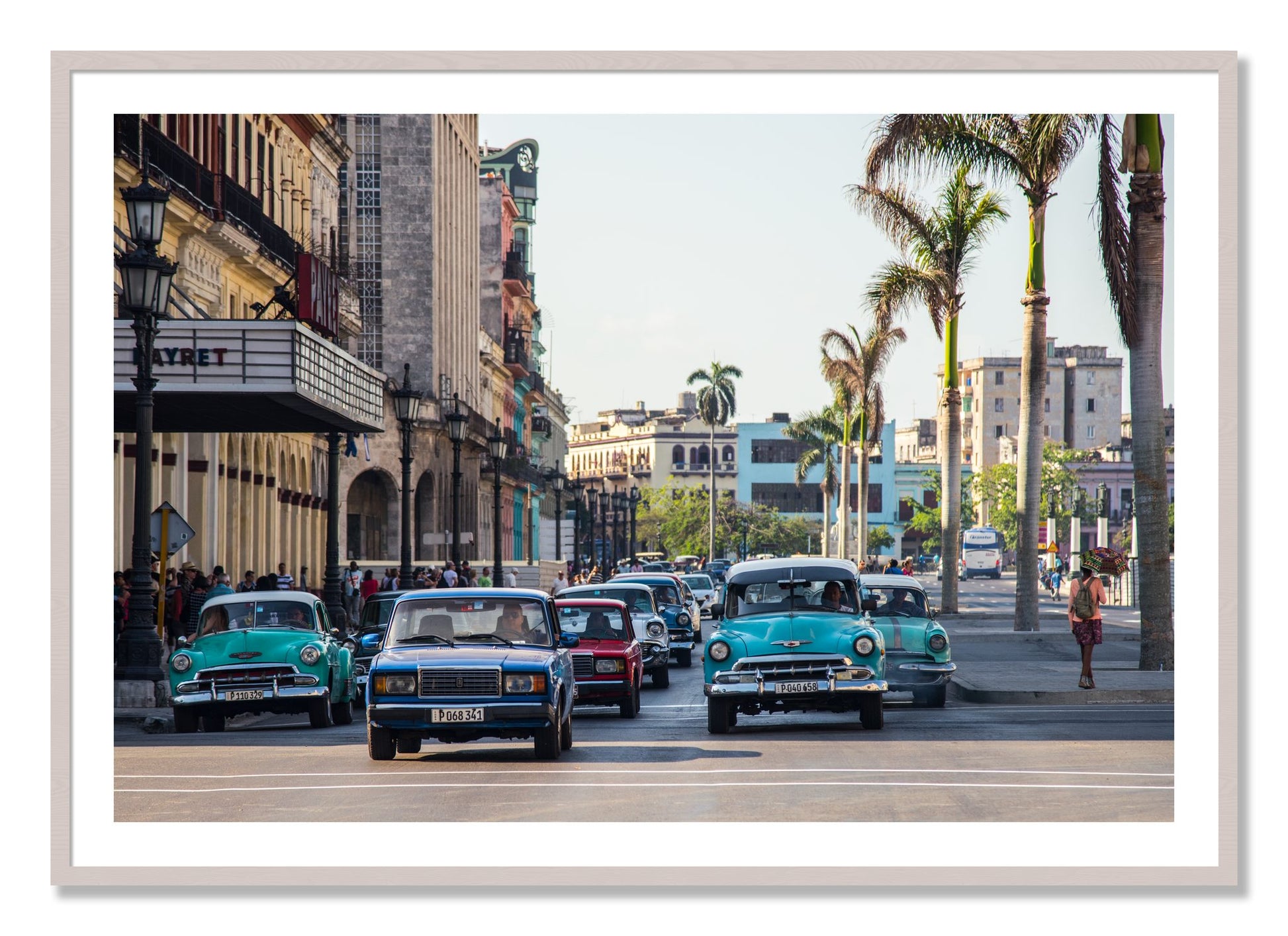 Framed photograph of Havana by Dylan Ozanich, White Maple frame, Borders