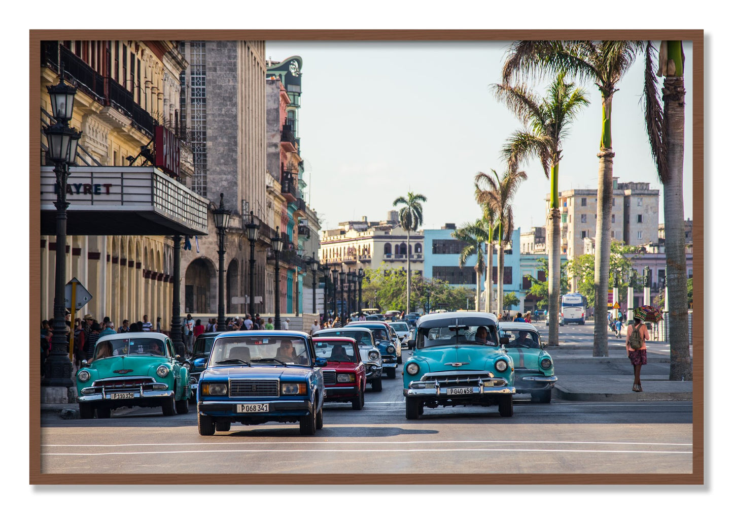 Framed photograph of Havana by Dylan Ozanich, Walnut frame, Full Bleed