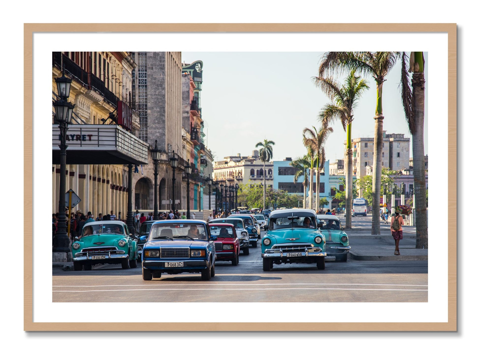 Framed photograph of Havana by Dylan Ozanich, Oak frame, Borders