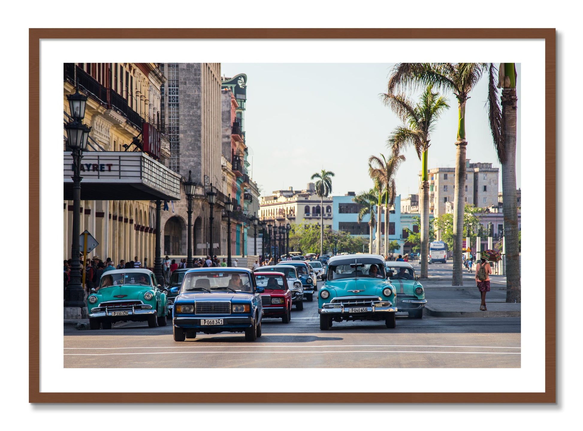 Framed photograph of Havana by Dylan Ozanich, Walnut frame, Borders