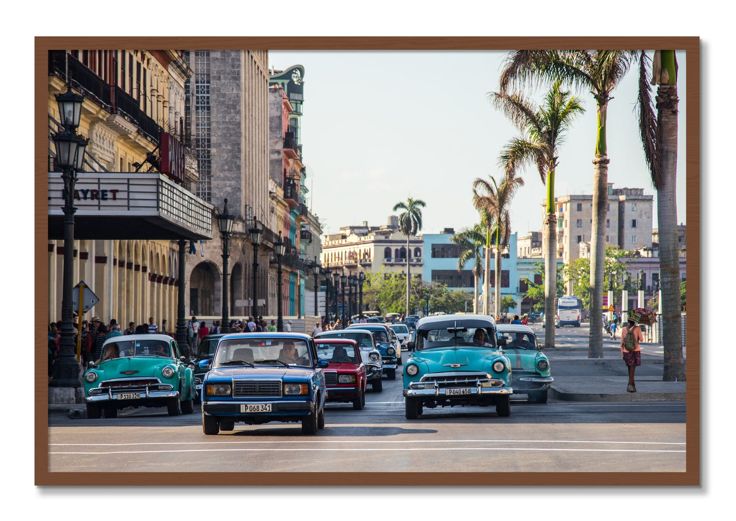 Framed photograph of Havana by Dylan Ozanich, Walnut frame, Full Bleed