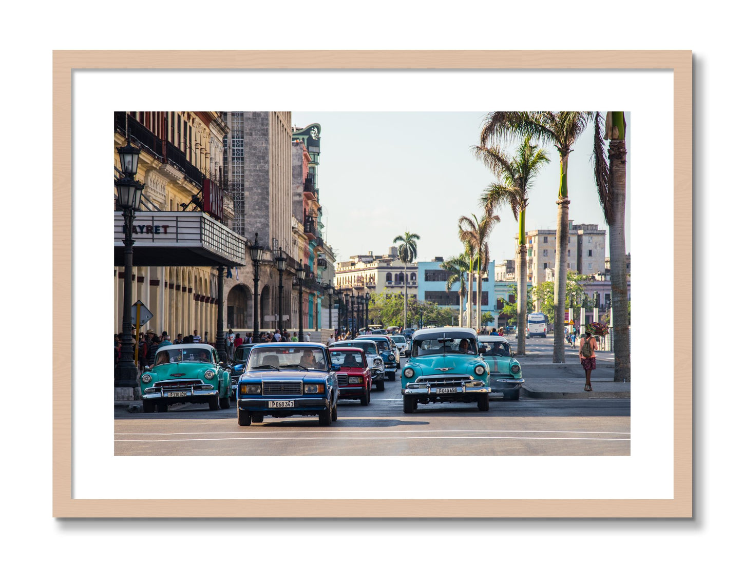 Framed photograph of Havana by Dylan Ozanich, Maple frame, Borders