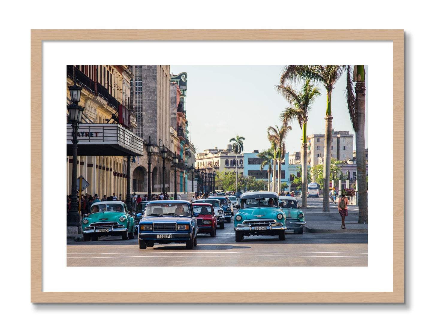 Framed photograph of Havana by Dylan Ozanich, Oak frame, Borders