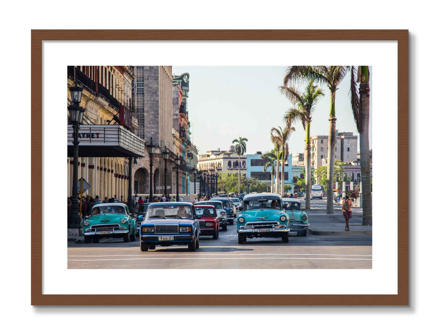 Framed photograph of Havana by Dylan Ozanich, Walnut frame, Borders