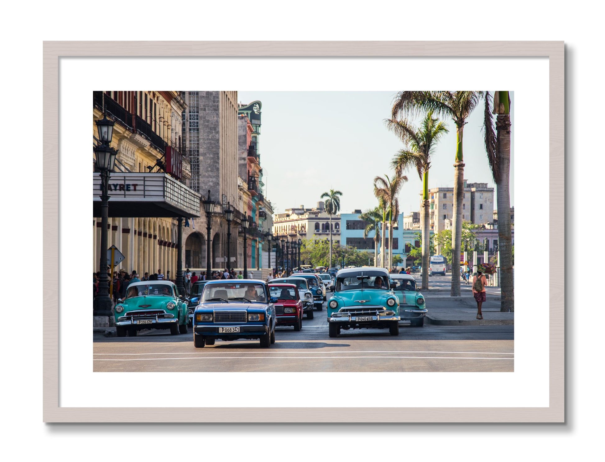 Framed photograph of Havana by Dylan Ozanich, White Maple frame, Borders