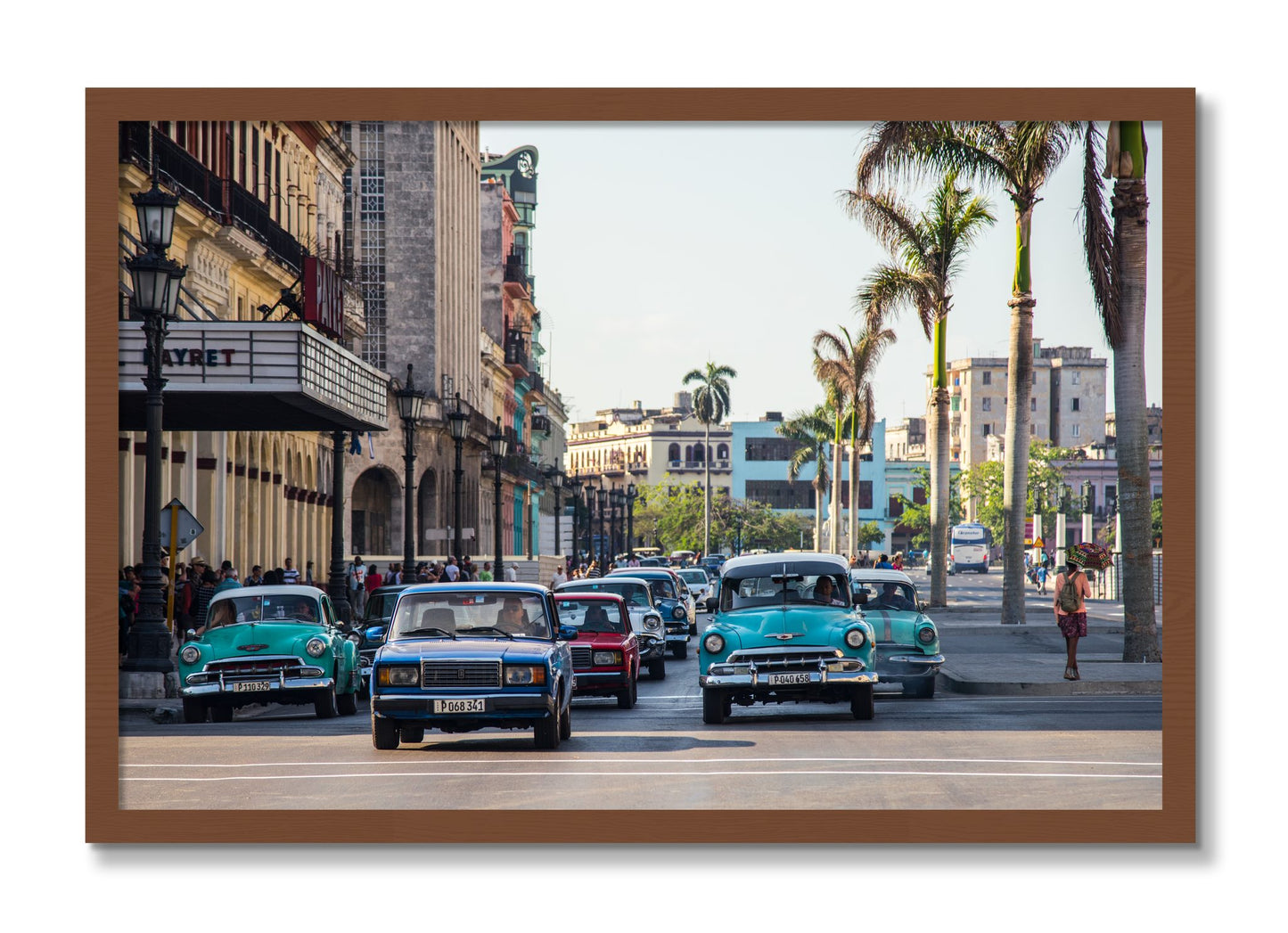 Framed photograph of Havana by Dylan Ozanich, Walnut frame, Full Bleed