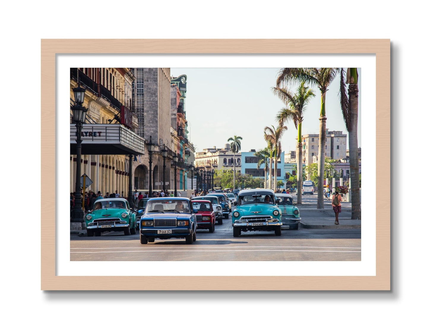 Framed photograph of Havana by Dylan Ozanich, Maple frame, Borders
