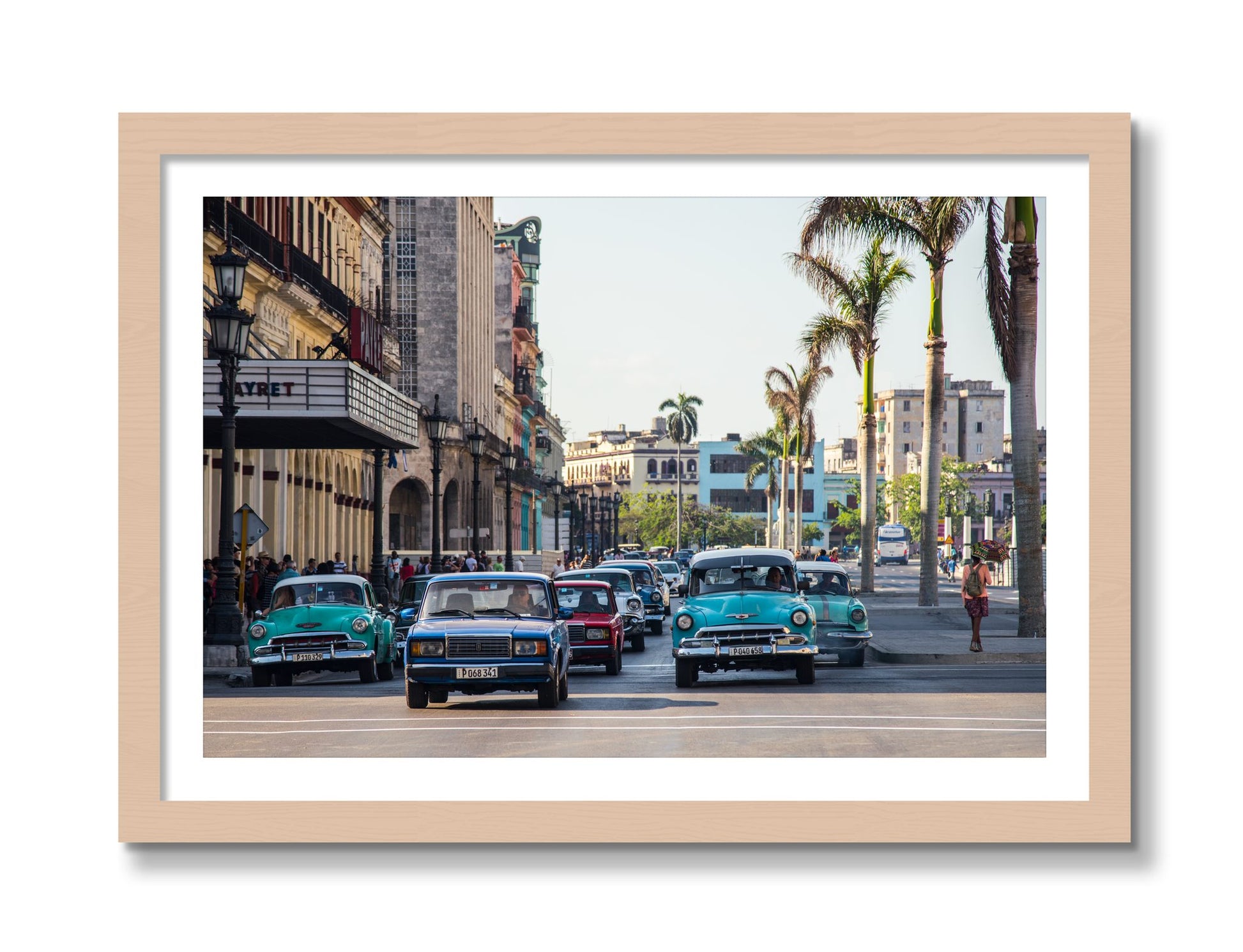 Framed photograph of Havana by Dylan Ozanich, Maple frame, Borders