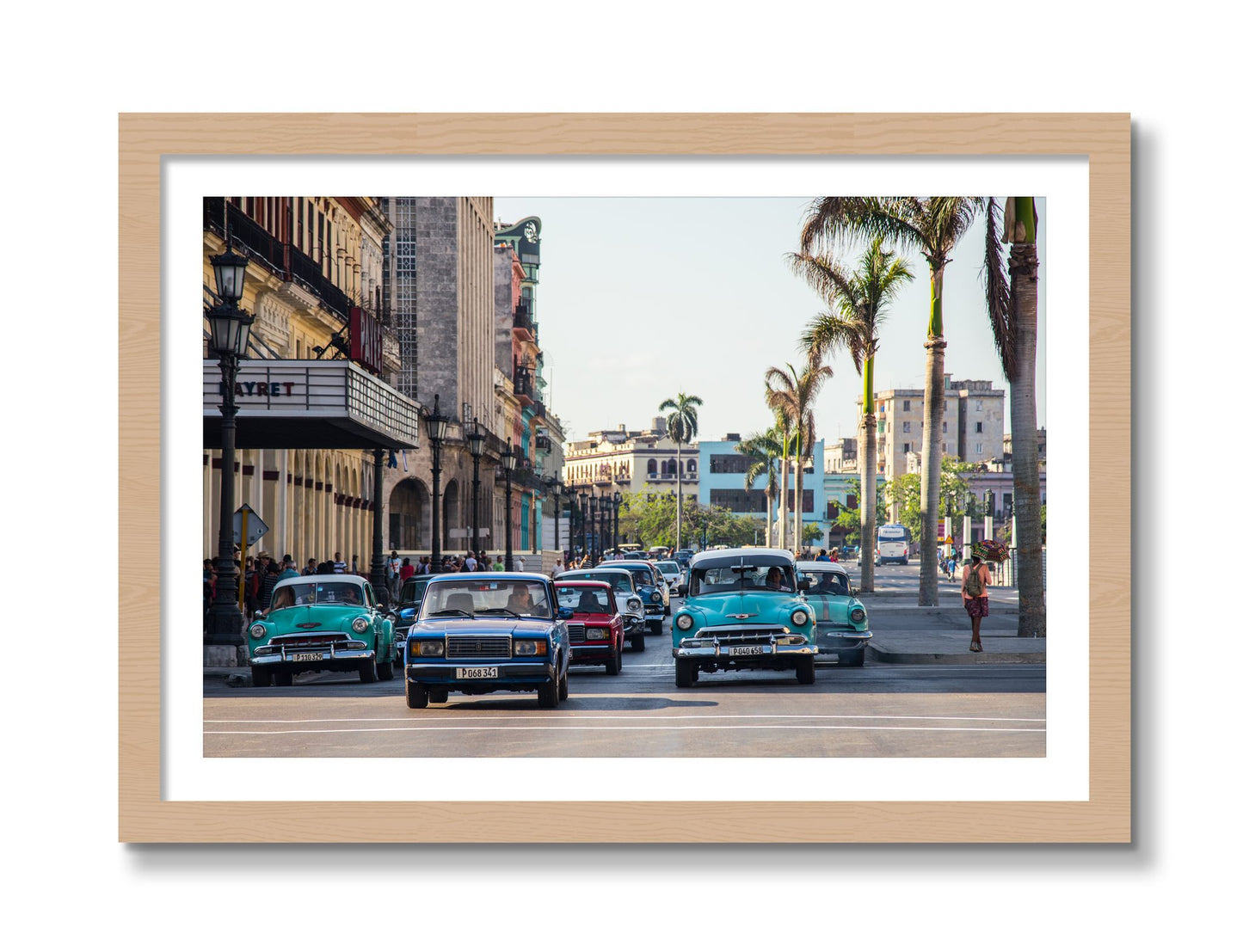 Framed photograph of Havana by Dylan Ozanich, Oak frame, Borders