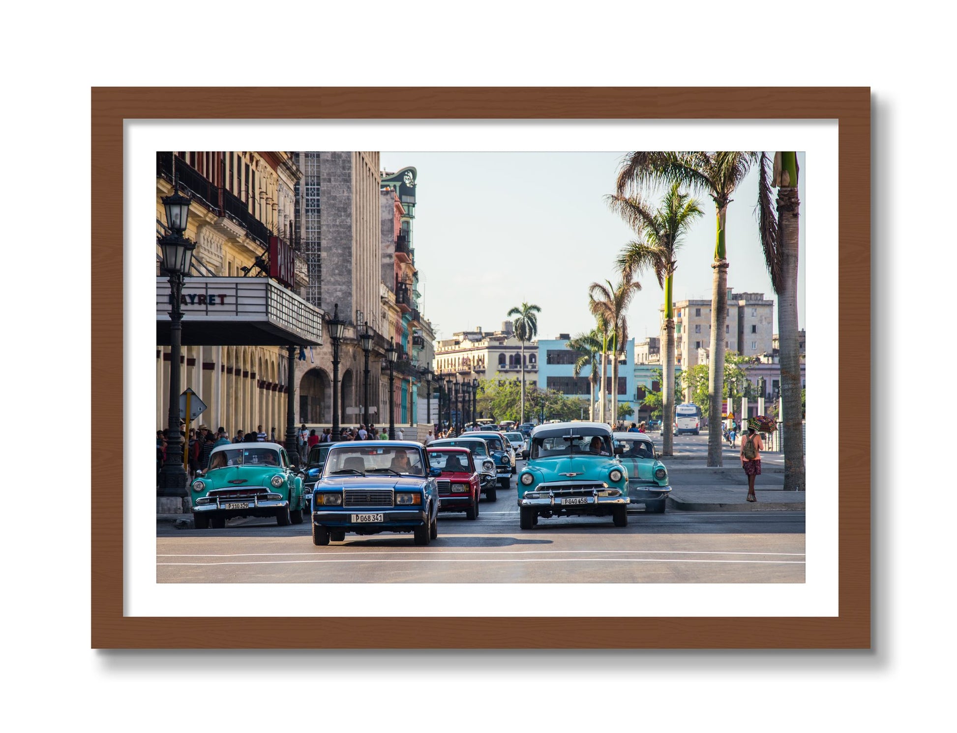 Framed photograph of Havana by Dylan Ozanich, Walnut frame, Borders