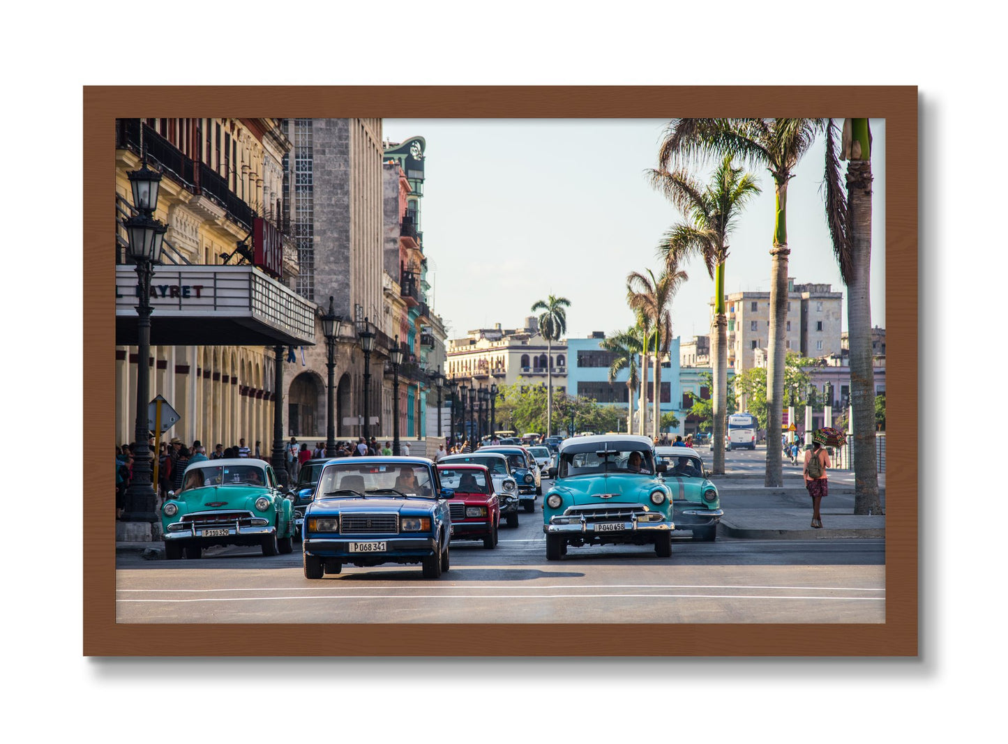 Framed photograph of Havana by Dylan Ozanich, Walnut frame, Full Bleed
