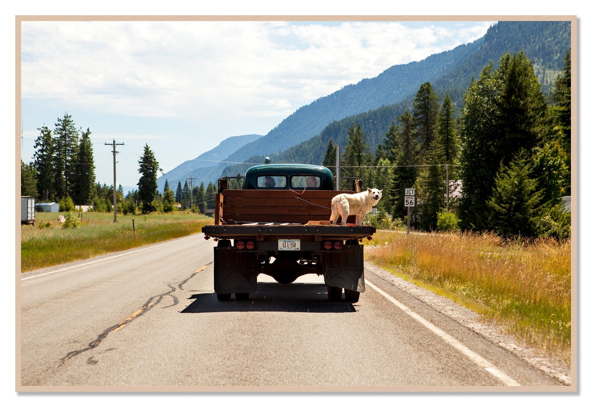 Heading To Town by Dylan Ozanich, 48×72 Full Bleed Print in a Maple frame