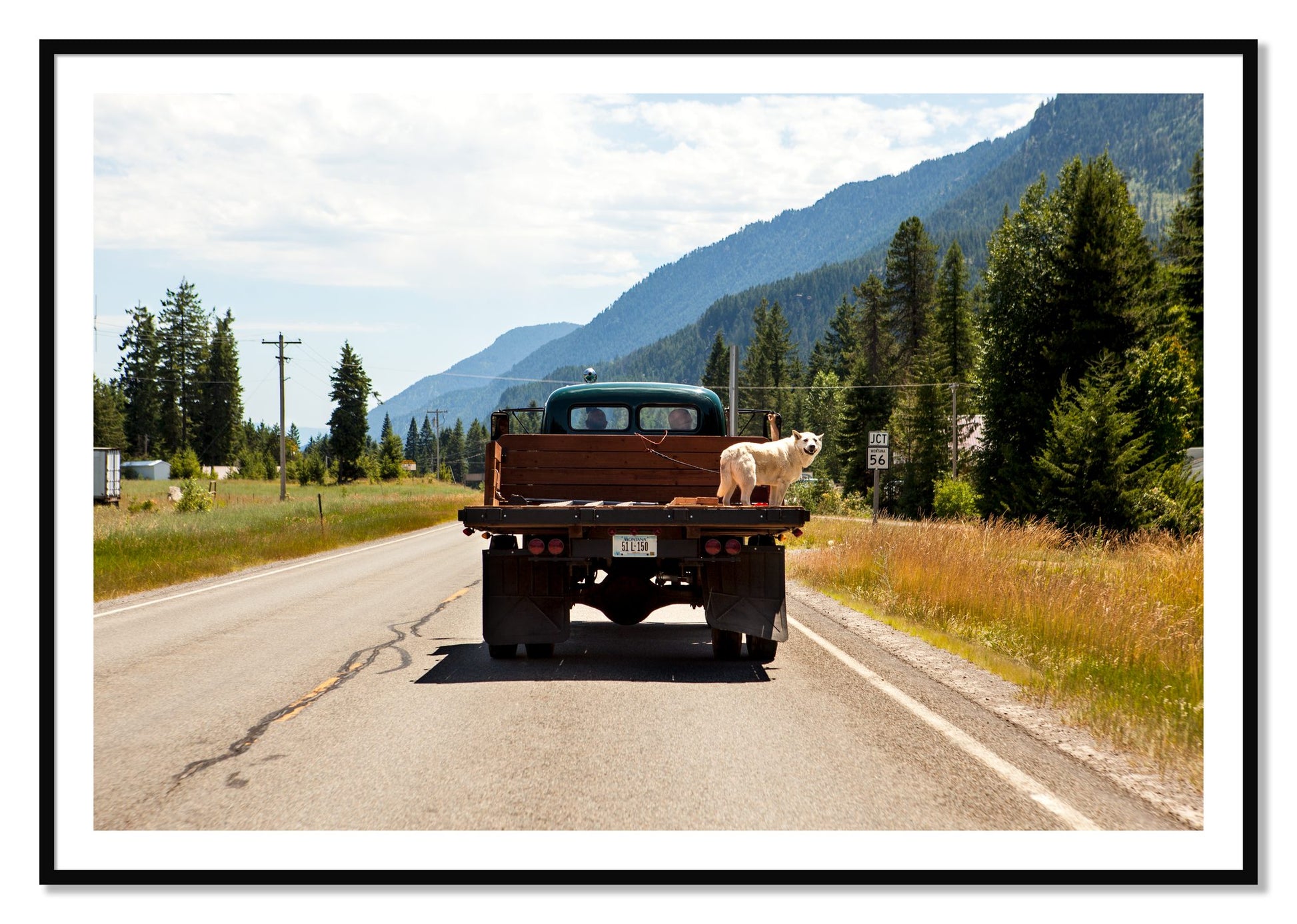 Framed photograph of Heading To Town by Dylan Ozanich, Black frame, Borders