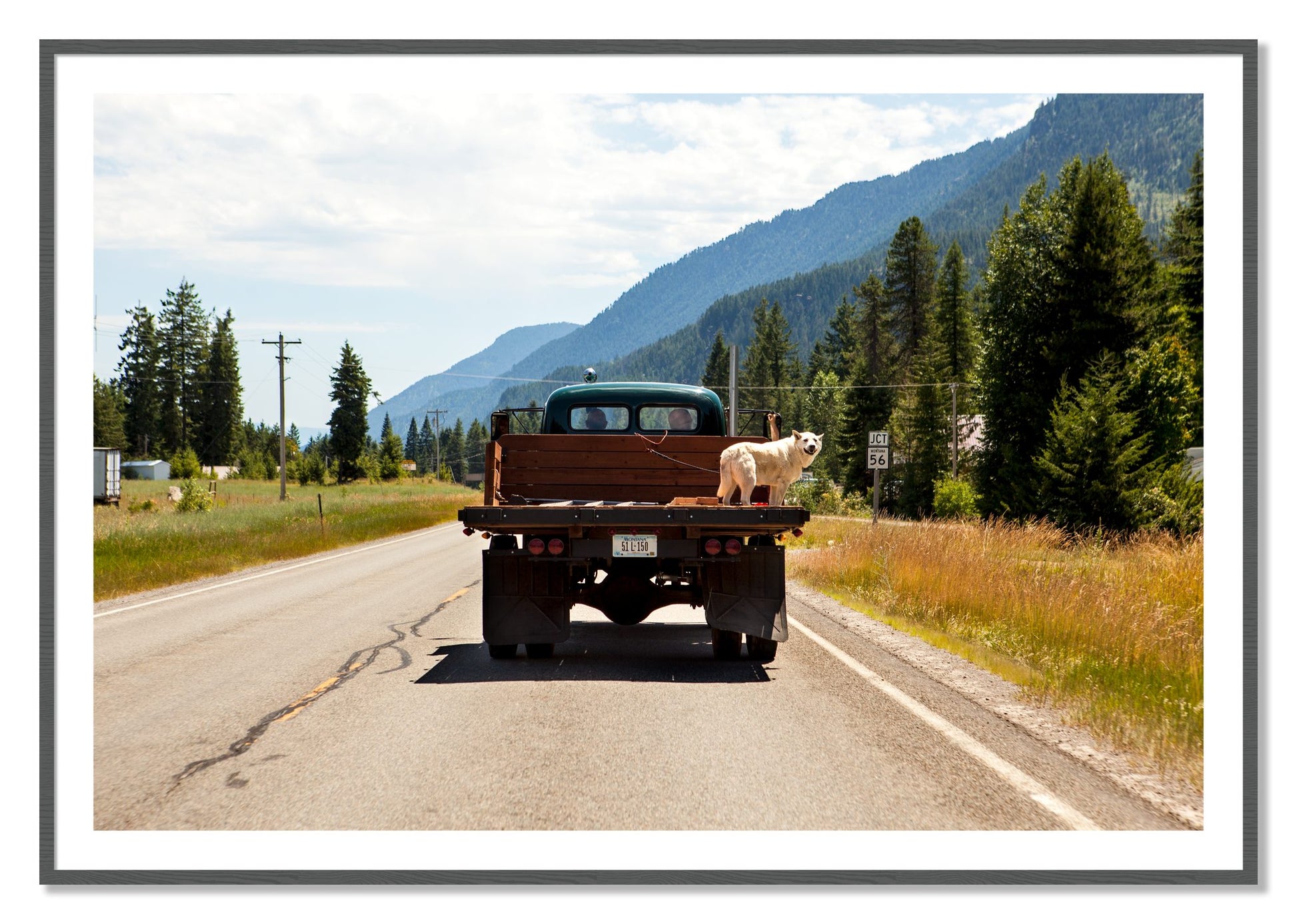 Framed photograph of Heading To Town by Dylan Ozanich, Grey frame, Borders