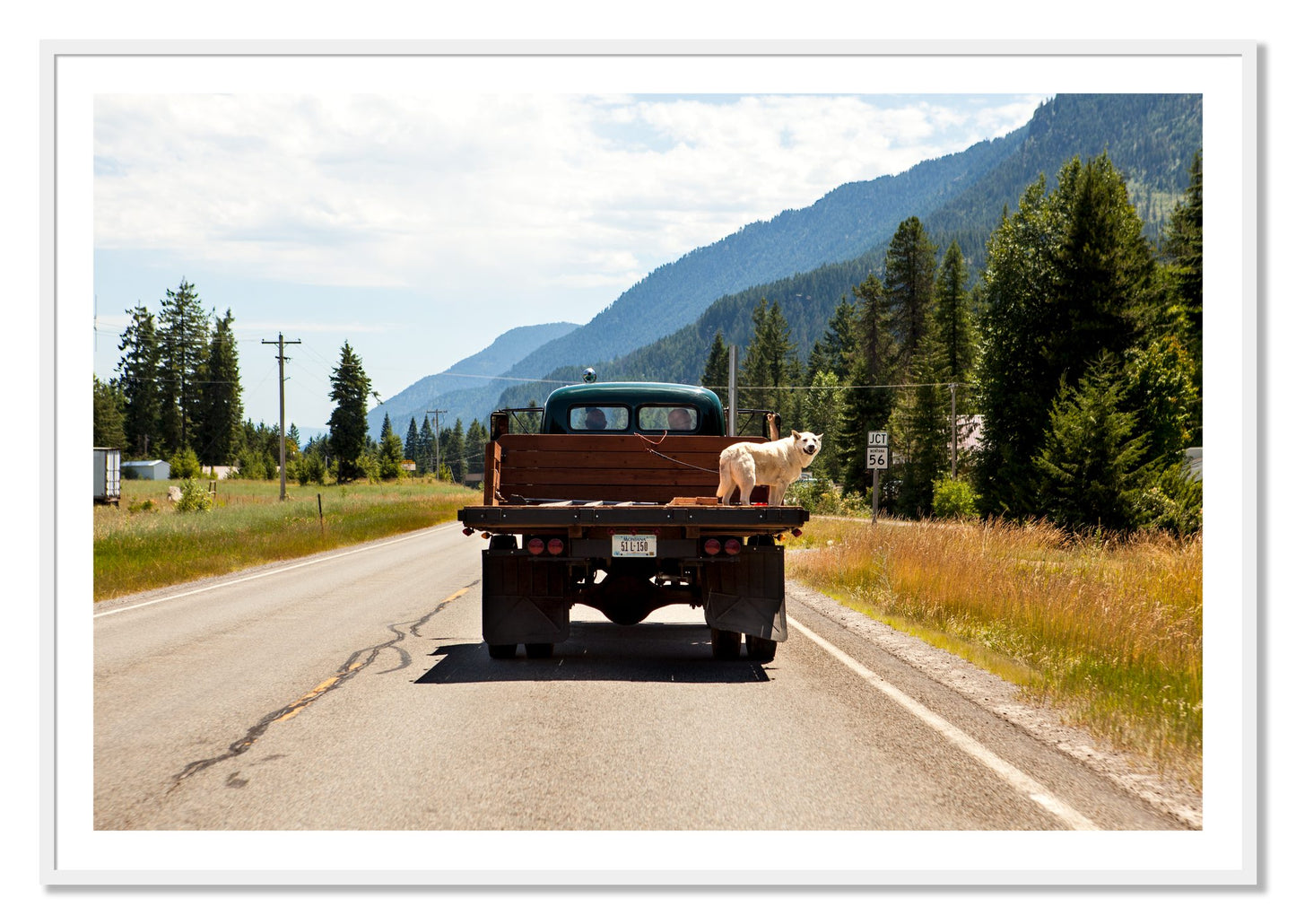 Framed photograph of Heading To Town by Dylan Ozanich, White frame, Borders
