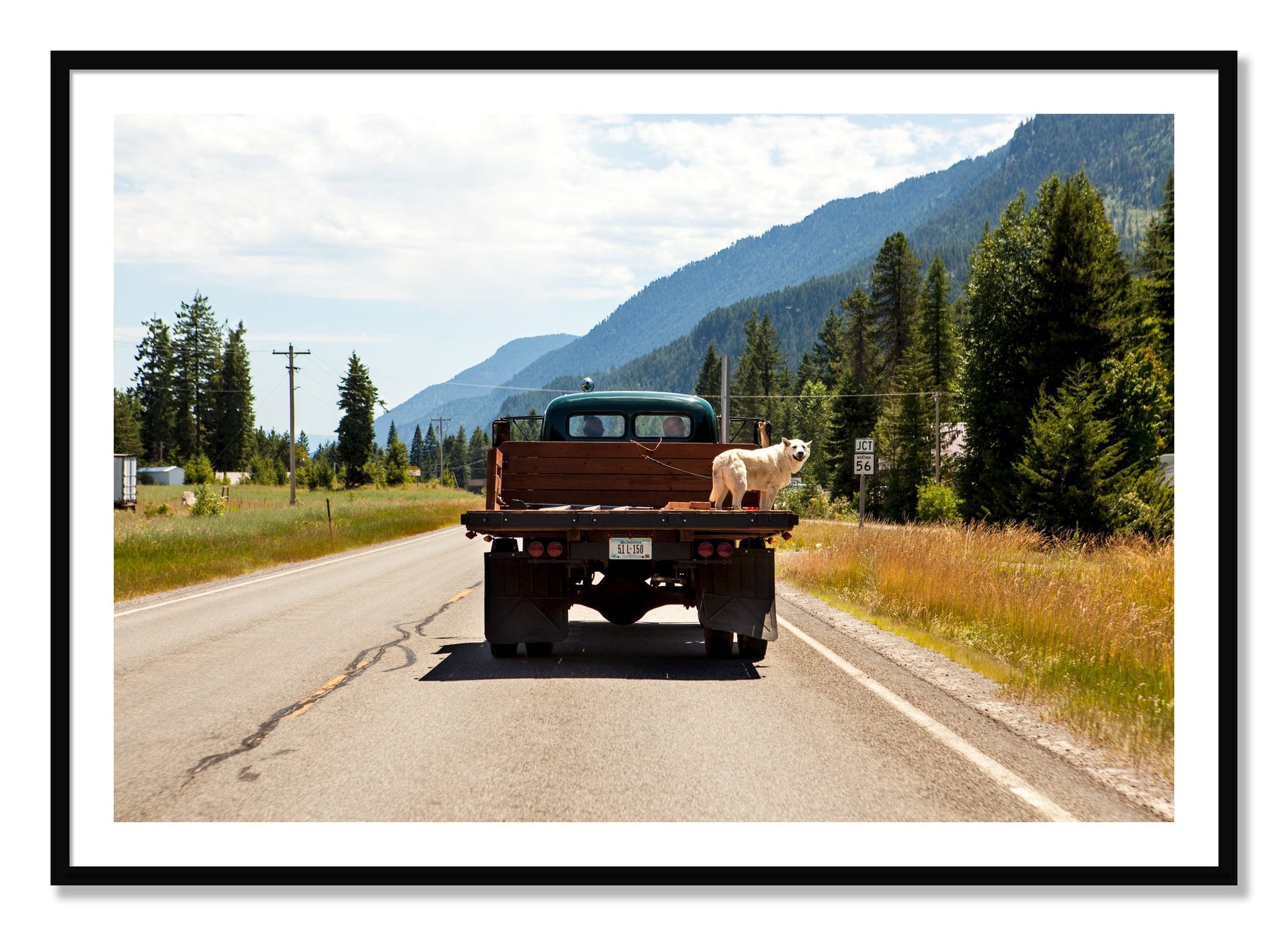 Framed photograph of Heading To Town by Dylan Ozanich, Black frame, Borders