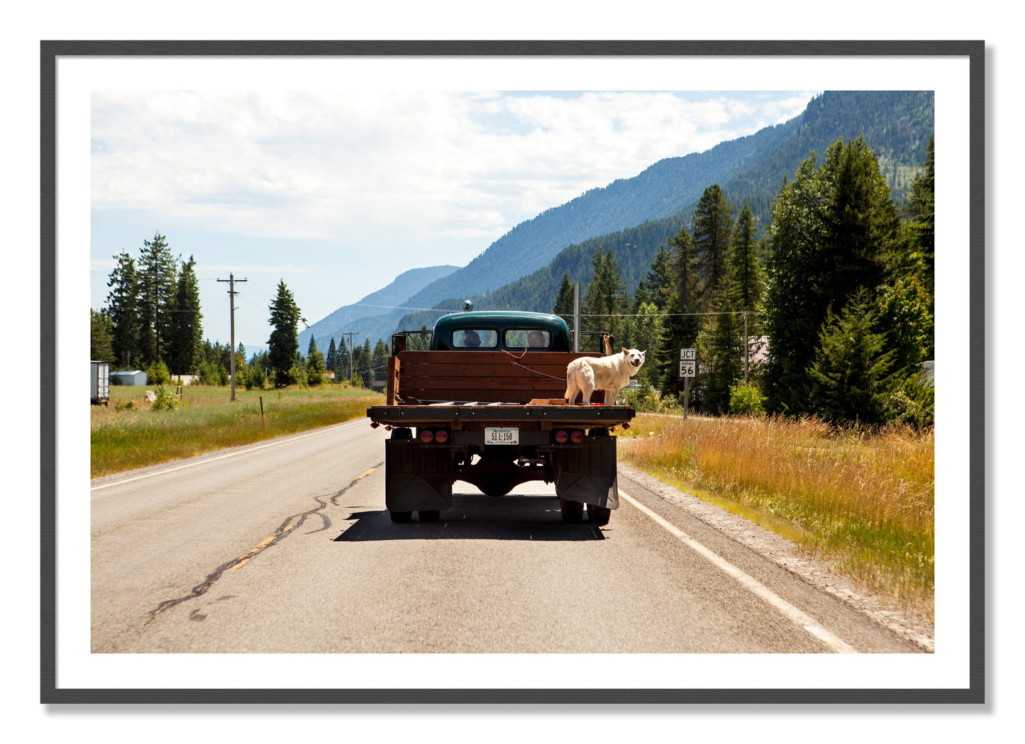 Framed photograph of Heading To Town by Dylan Ozanich, Grey frame, Borders