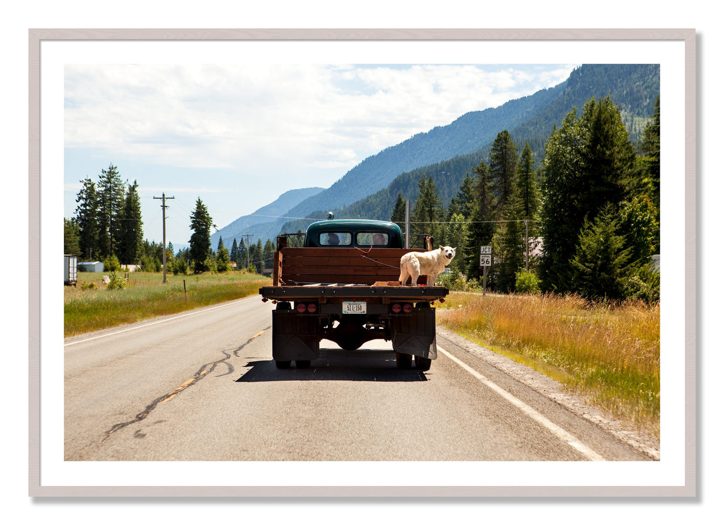 Framed photograph of Heading To Town by Dylan Ozanich, White Maple frame, Borders