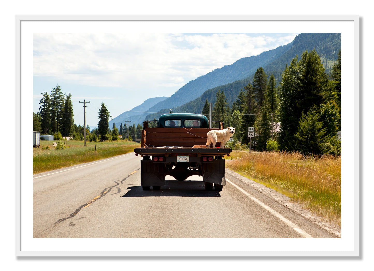Framed photograph of Heading To Town by Dylan Ozanich, White frame, Borders
