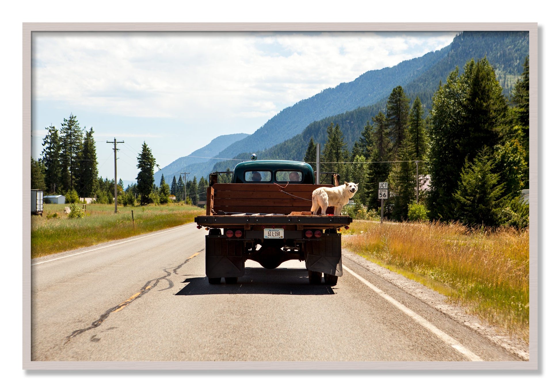 Framed photograph of Heading To Town by Dylan Ozanich, White Maple frame, Full Bleed