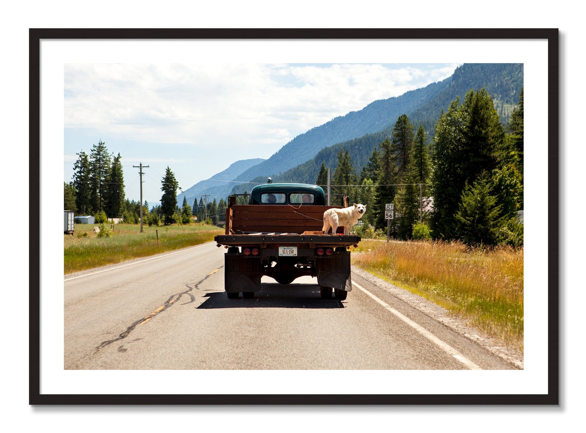 Framed photograph of Heading To Town by Dylan Ozanich, Black Walnut frame, Borders
