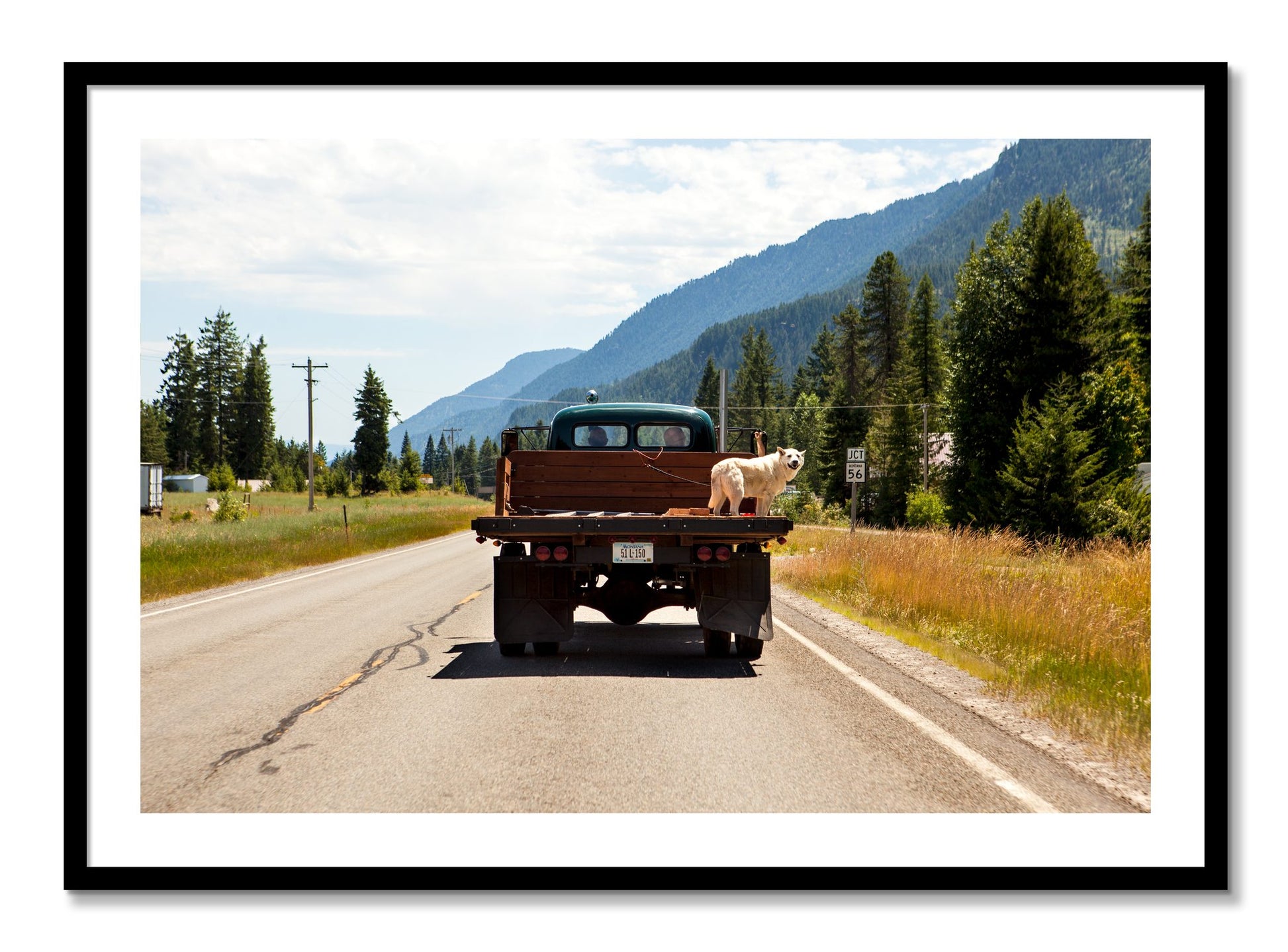 Framed photograph of Heading To Town by Dylan Ozanich, Black frame, Borders